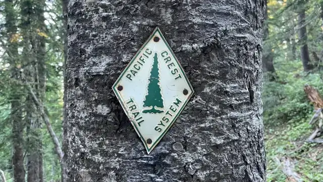 The Pacific Crest Trail sign in the Washington section