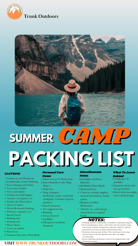 summer camp packing list 