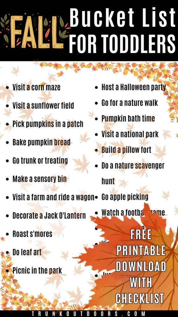 Fall Bucket List For Toddlers