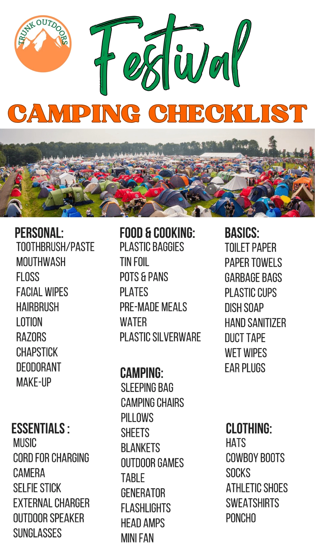 Festival Camping checklist